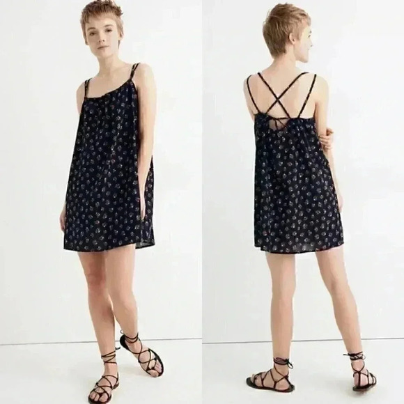 NEW Madewell Tie-Back Cover-Up Mini Dress Floral Print Beach Pool Floral Boho - Picture 1 of 7